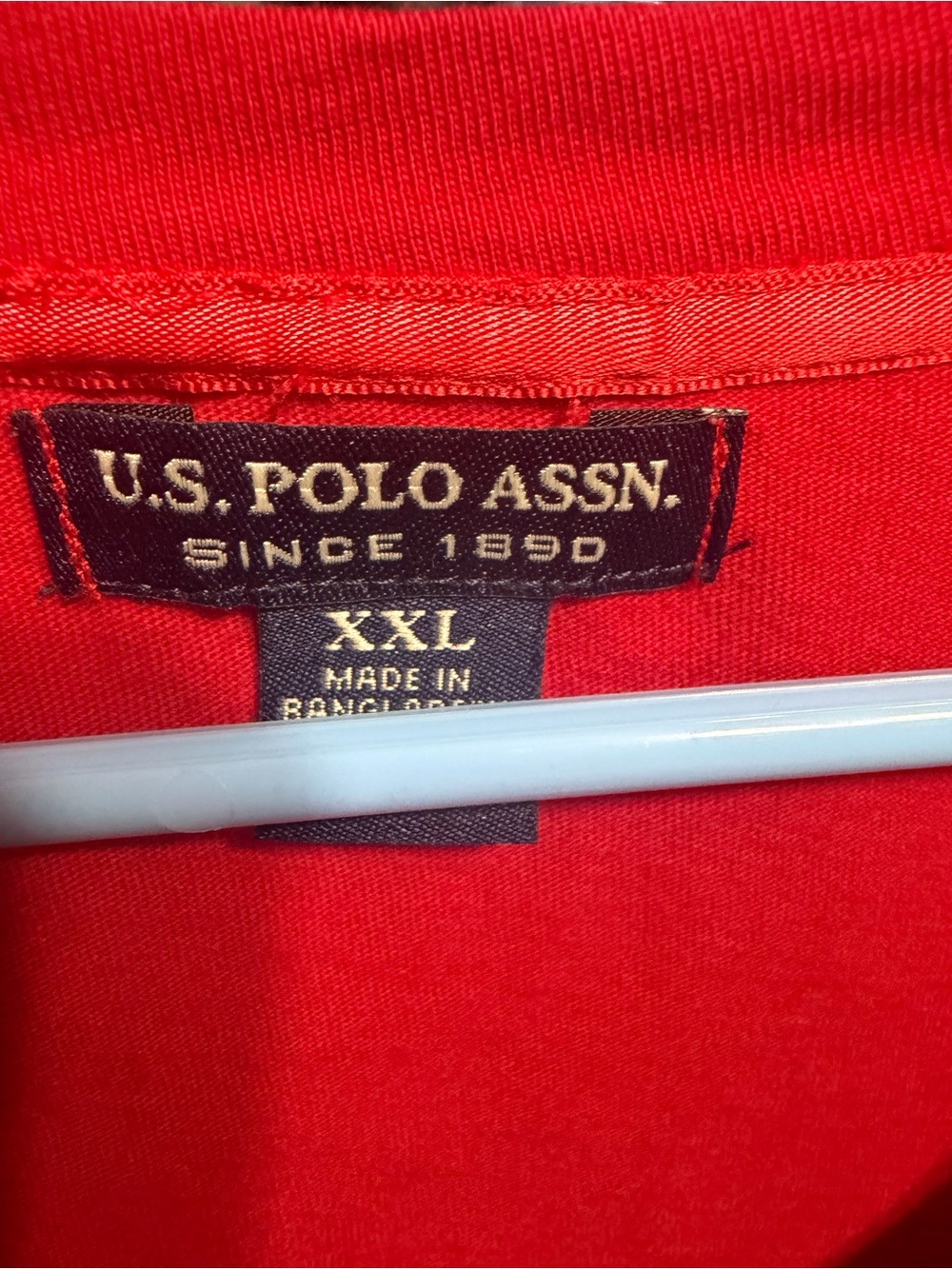 U.S. Polo Assn. Bright Red Crewneck Tee with Navy Tag - Picture 2 of 2